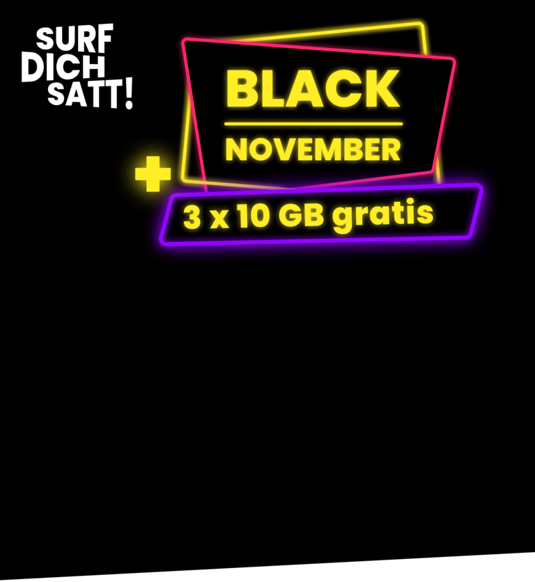 Schriftzug Black November mit 3 x 10 GB gratis